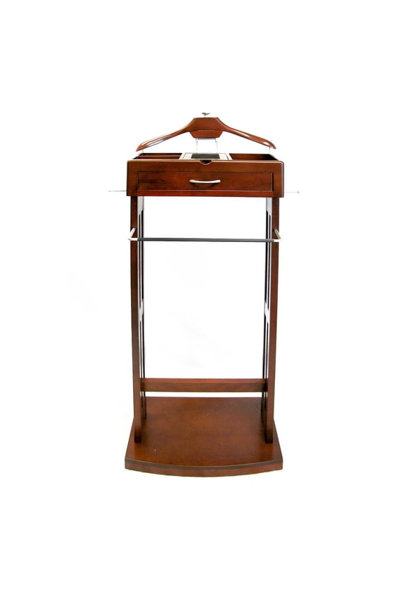 Norstar Valet Stand With Mirror, Mahogany