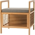 thumbnail image 1 of Proman Products SH17236 Cambridge Bamboo Square Storage Shoe bench, Natural, 19.5" W x 19.5" D x 21.5" H, 1 of 8