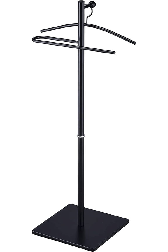 VL17241 Kumo Freestanding Metal Valet Stand Organizer with Removable Hanger, Trouser Bar, Black, 18" W x 11.5" D x 41" H