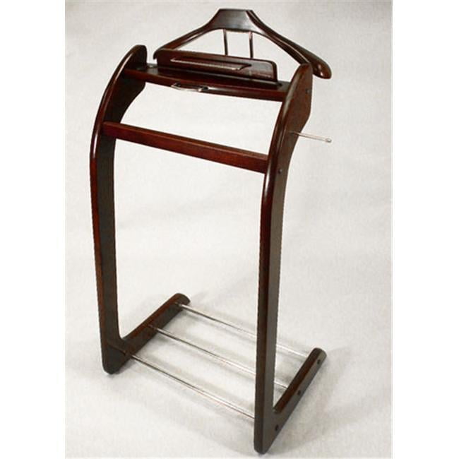 Windsor Dark Walnut Wood and Brass Valet Stand