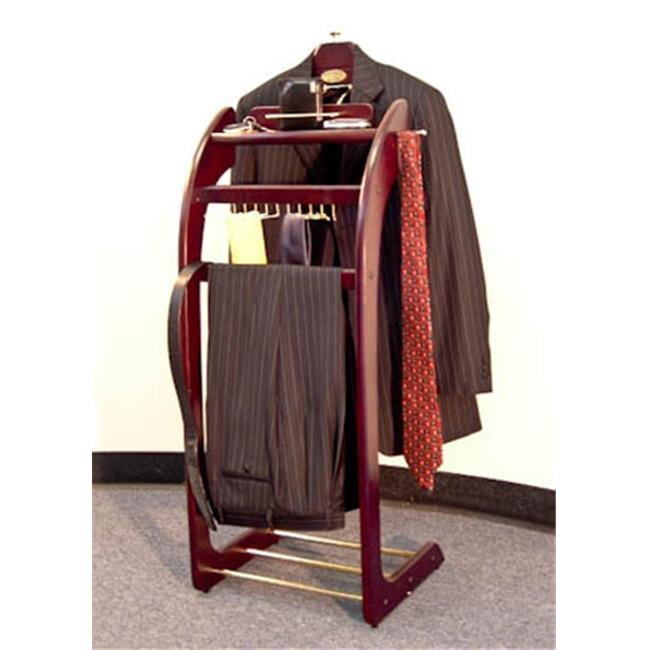 Windsor Signature Dark Mahogany Wood Valet Stand with Brass Hardware