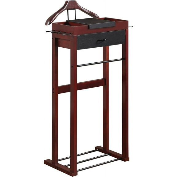 Proman Products Winston Wooden Clothes Valet Stand Organizer (Mahogany)