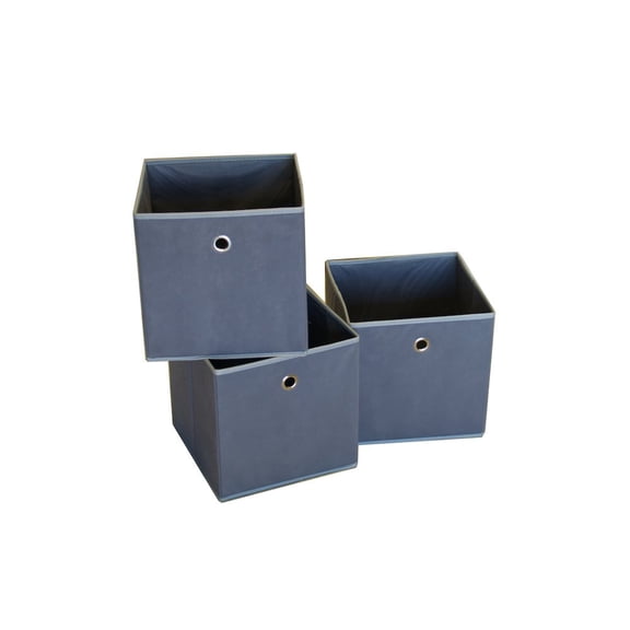 Proman Products Colonial fabric bin, color: dark grey with light grey trim. Size: 11" x 11" x 11".