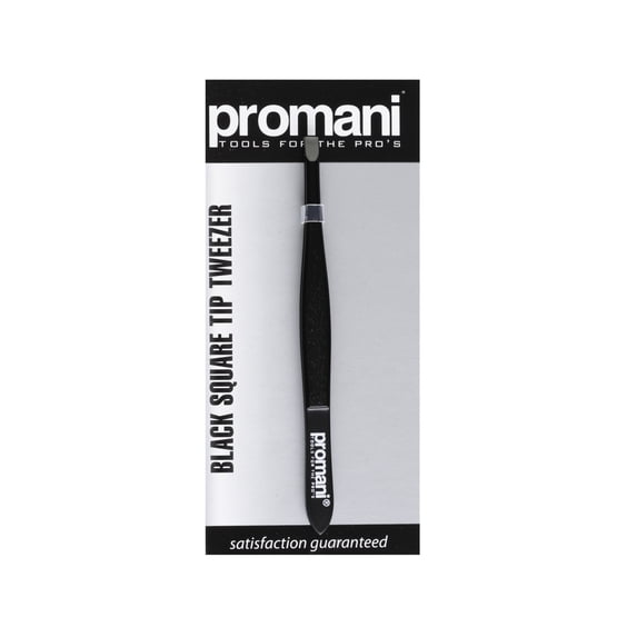 Promani Black Delux Flat Tip Tweezers PR-920