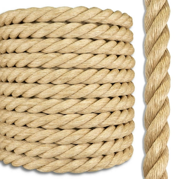 Promanila Rope | Synthetic Unmanila | 3 Strand Twisted | Weather-Resistant for Indoor or Outdoor Decorative Projects | 2 inch x 50 feet