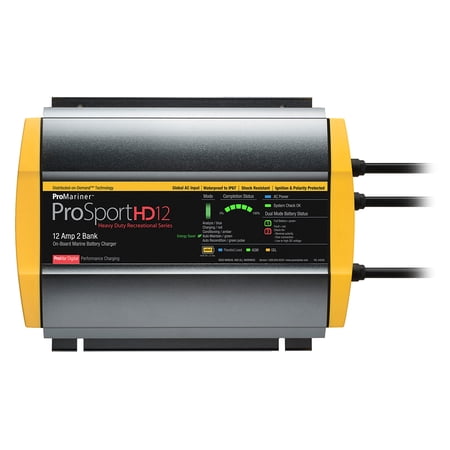ProMariner 44026 Power Products ProSport HD 12 PFC, 12A, 2-Bank, Waterproof On-Board Battery Charger, Universal AC Input