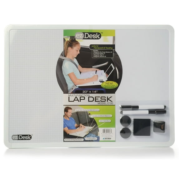 Promarx EzDesk Magnetic Dry Erase Lap Desk with Graph Ruling Adjustable Tablet Dock & Accessories