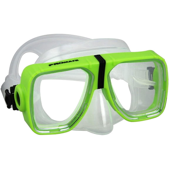 Promate Scope Prescription Scuba Diving Snorkeling Mask with Progressive Gauge Reader, Green, BI+1.5