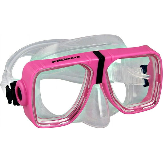 Promate Scope Prescription Scuba Diving Snorkeling Mask with Progressive Gauge Reader, Pink, BI+3.5