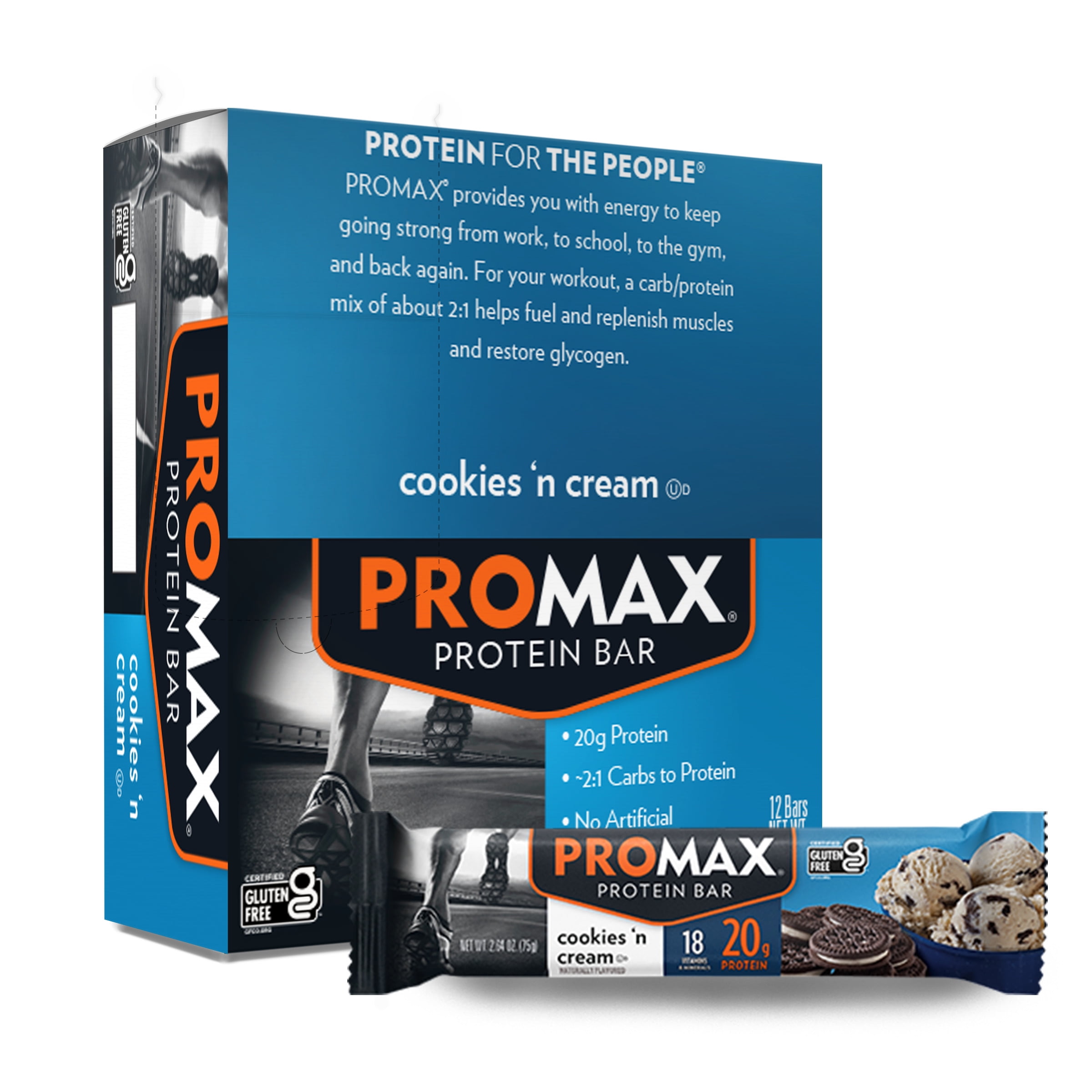Promax Cookies 'n Cream, 20g High Protein, Gluten Free, 12 Count
