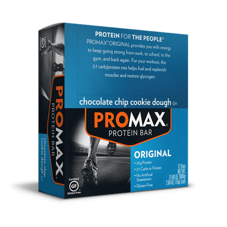 Promax Chocolate Chip Cookie Dough, 20g High Protein, Gluten Free, 12 Count
