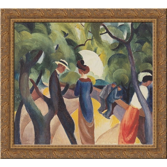 Promenade 20x20 Gold Ornate Wood Framed Canvas Art by Macke, August