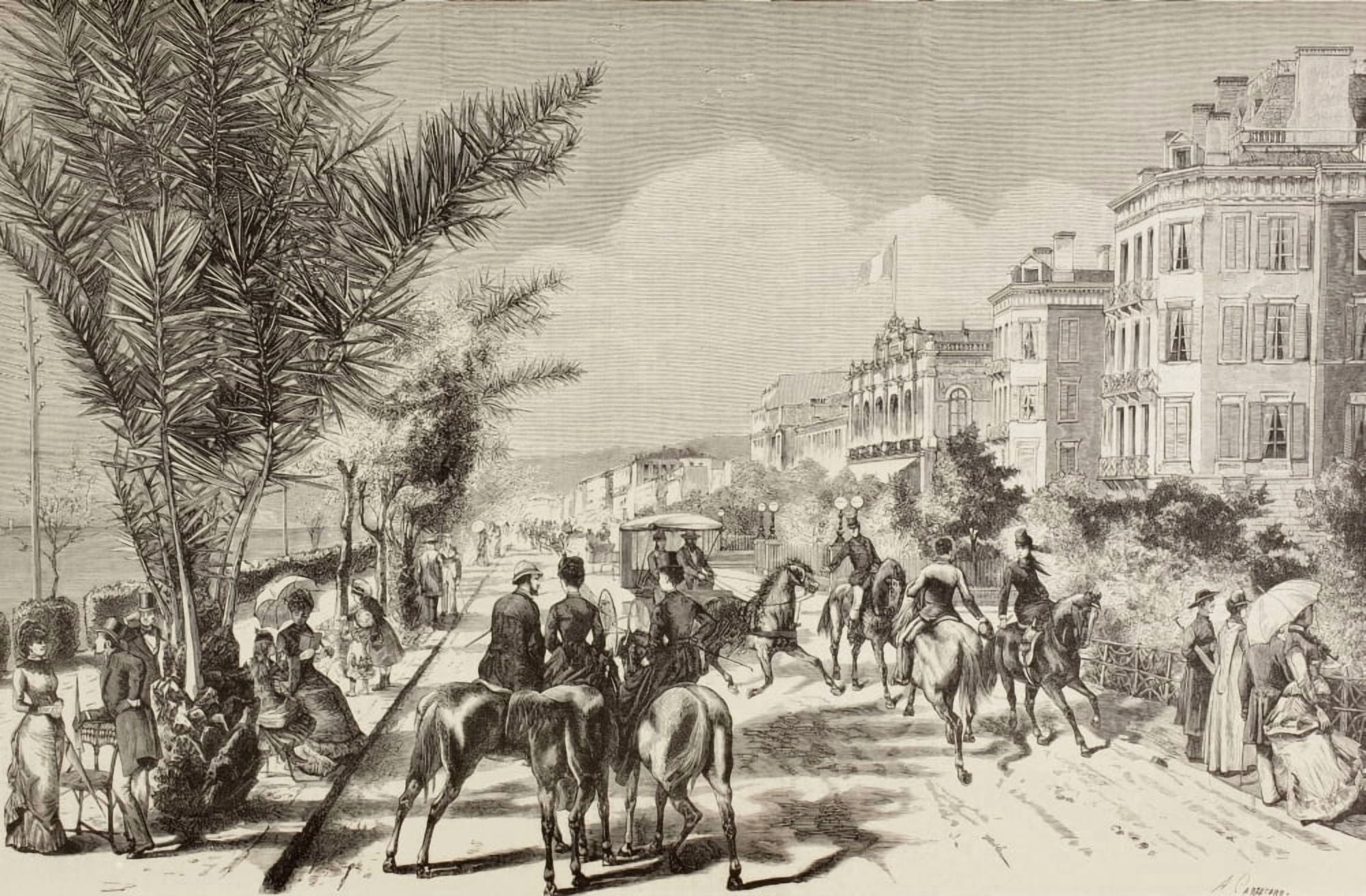 Promenade Des Anglais Or Promenade Of The English At Nice France In The 1880s From La Ilustracion Espaola Y Americana Of 1881 Canvas Art - Ken Welsh Design Pics (18 x 11)