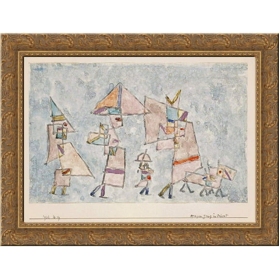 Promenade in the Orient 24x18 Gold Ornate Wood Framed Canvas Art by Paul Klee