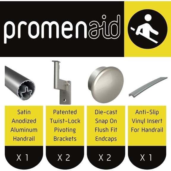 Promenaid 1.5ft Flush Handrail Kit - Silver