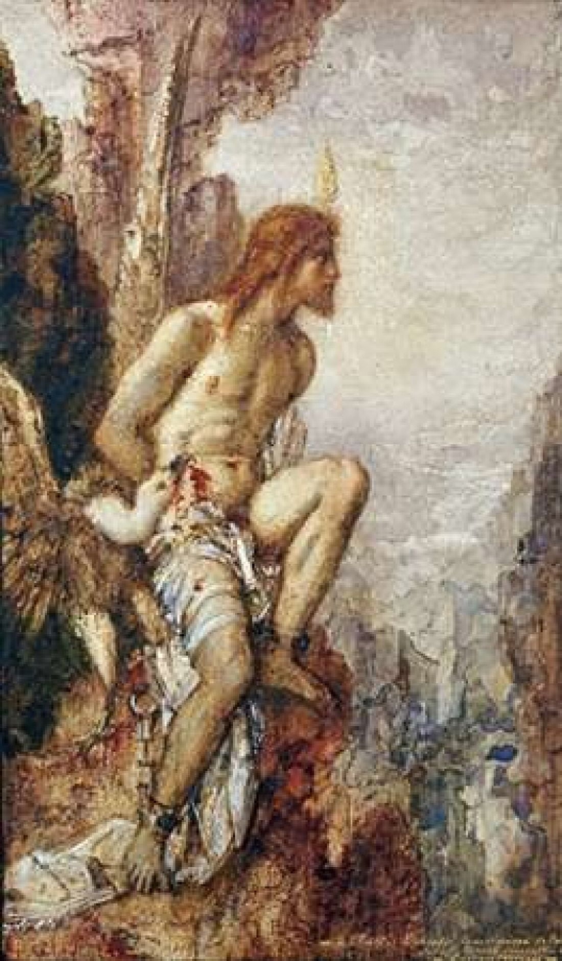 Promethee - The Torture of Prometheus Canvas Art - Gustave Moreau (24 x 36)