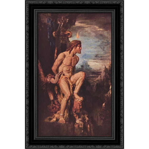 Prometheus 18x24 Black Ornate Wood Framed Canvas Art by Moreau, Gustave