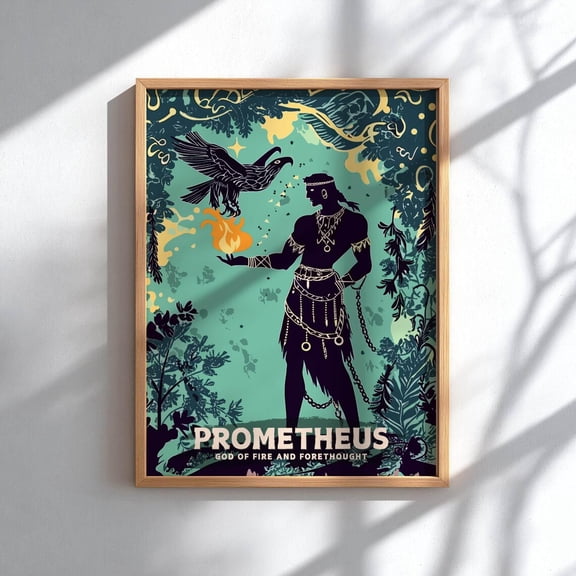 Prometheus Greek Mythology Celestial Art Bringer Fire Mythology Wall Art Unframed Paper Print