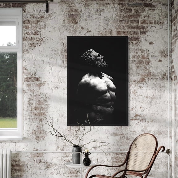 Prometheus Sculpture Black White Greek Mythology Wall Decor Unframed Paper Print