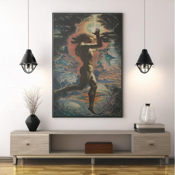 Prometheus by Jean Delville Poster Wall Art Reproduction Mythological Print, Unframed Canvas 12x16in