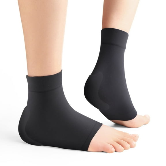 Promifun Achilles Tendon Heel Protector - Compression Padded Sleeve Socks - Premium Gel Heel Socks for Bursitis, Tendonitis & Tenderness - 1 Pair - Regular Size