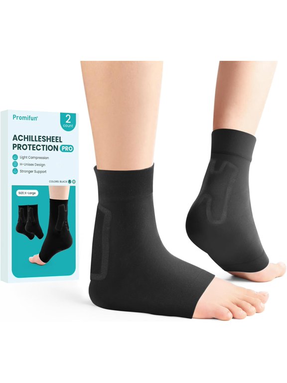 Achilles Tendon Heel Protector - Compression Padded Sleeve Socks Premium Gel Heel Socks for Haglunds Bump, Bursitis, Tendonitis & Tenderness - 1 Pair - Upgraded Version - XL
