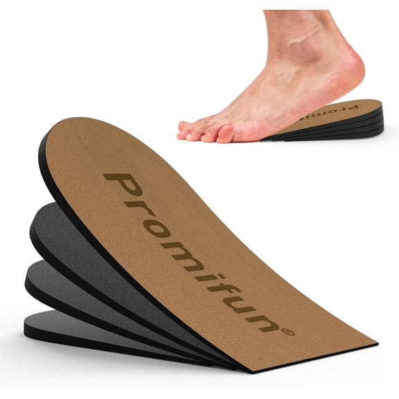 Promifun Adjustable Heel Lifts Inserts Heel Pain Relief Shoe Inserts for Achilles Tendonitis Plantar Fasciitis Height Increase Inserts,1Pack,Size S,Brown