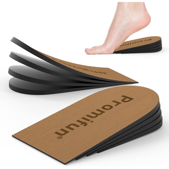Promifun Adjustable Heel Lifts Inserts Heel Pain Relief Shoe Inserts for Achilles Tendonitis Plantar Fasciitis Height Increase Inserts,2Packs,Size S,Brown