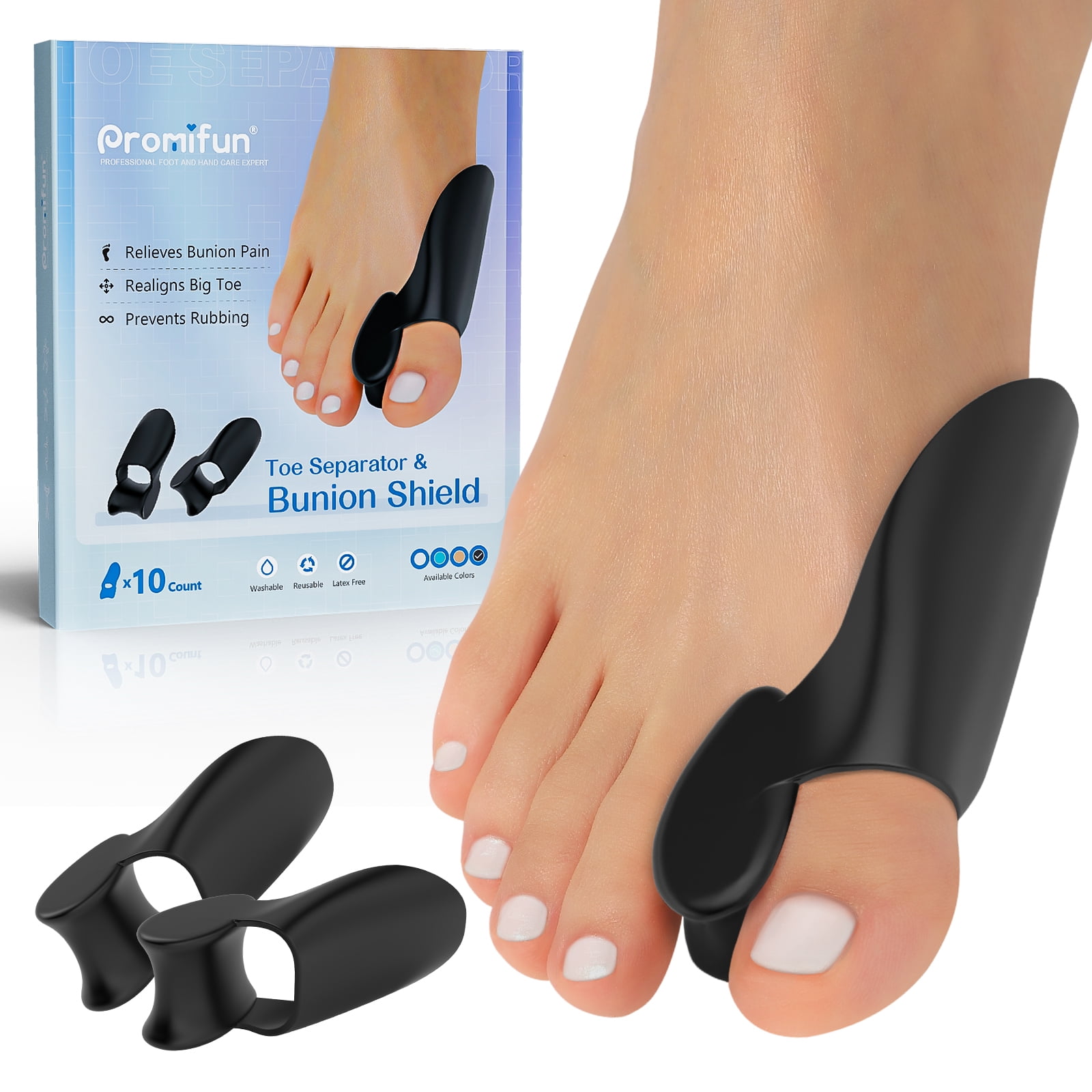 Protezione Per Alluce Valgo In Gel 10 Pezzi | Cuscinetti Con Aloe Vera E Separatore | Correttori Trasparenti Per Dolore Ai Piedi - 2