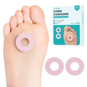 Promifun Callus Cushions for Bottom of Foot - Round Foam Padding with Water-Resistant Self-Stick Adhesive - Corn Cushions for Toes and Feet, Reduce Pain, Pressure Friction from Shoes (Pink, 64 Count)