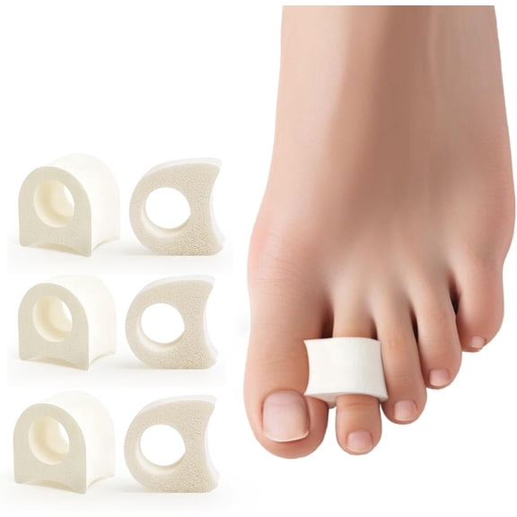 Promifun Foam Toe Separators Bunions Foams Toe Spacers Toe Corrector for Hammer Toes Overlapping,7 Count,Size L,White
