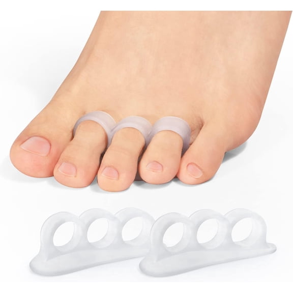 Promifun Gel Bunion Guards Toe Separator Gel Bunion Corrector Toe Straightener Overlapping Toes Relief,6 Pack,Clear