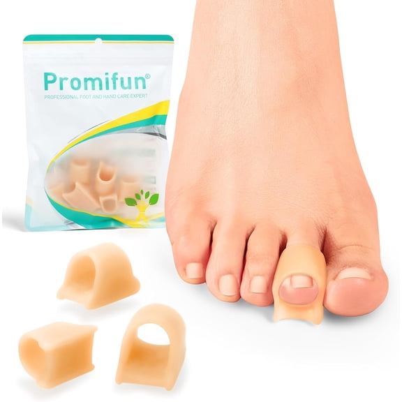 Promifun Gel Hammertoe Corrector Soft Gel Toe Straightener Toe Corrector for Men Women Bunion Hammer Toes Bent Curled Toes,6 Count,Multi-Size,Beige