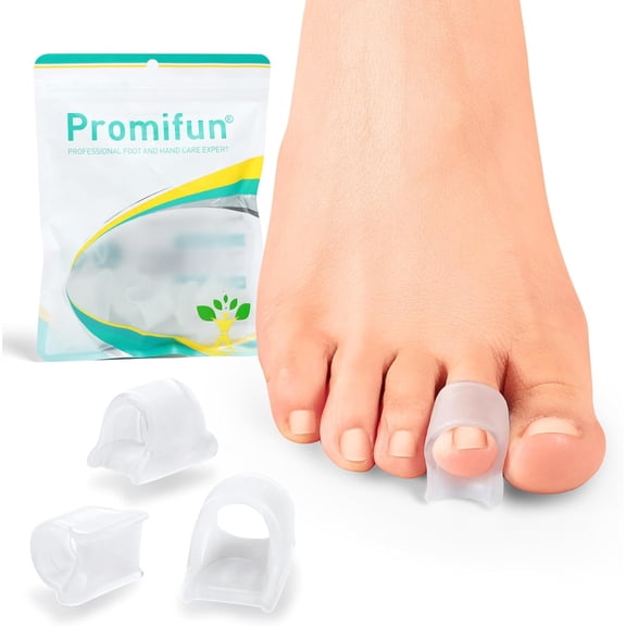Promifun Gel Hammertoe Corrector Soft Gel Toe Straightener Toe Corrector for Men Women Bunion Hammer Toes Bent Curled Toes,6 Count,Multi-Size,Clear