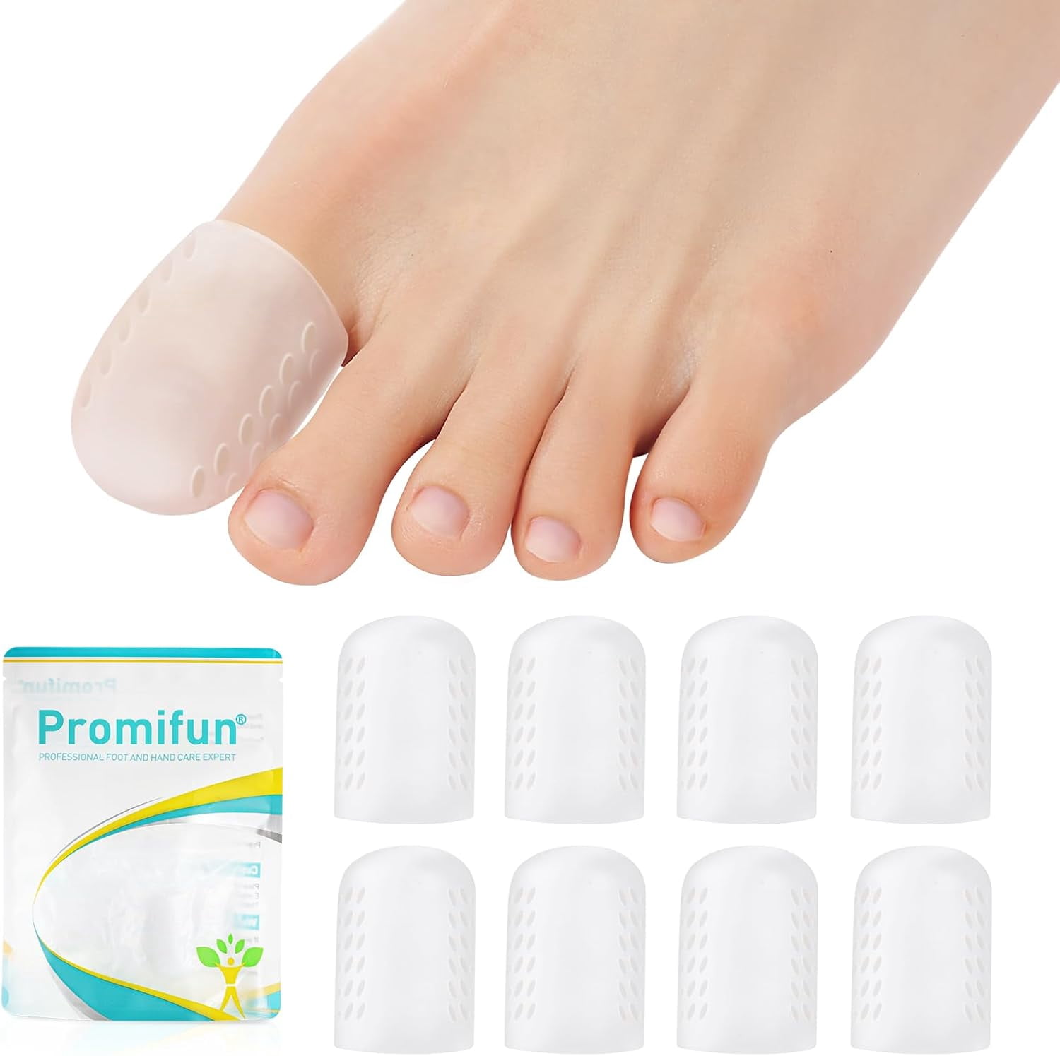 Promifun Gel Toe Protectors for Women and Men Caps Silicone Toe Covers ...