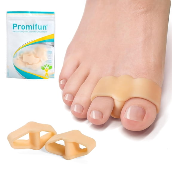 Promifun Gel Toe Separators Bunions Big Toes Spacer Overlapping Toes Corrector,10 Pack,Beige