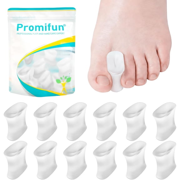 Promifun Gel Toe Separators Bunions Overlapping Silicone Toe Spacers Calluses Bunion Corrector Toes Straightening ,12 Pack,Size M,Clear