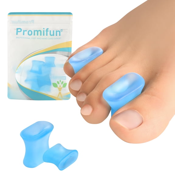 Promifun Gel Toe Separators Bunions Pads Toe Spacers Calluses Overlapping Toes Straightening Silicone Bunion Corrector,12 Pack,Size M,Blue