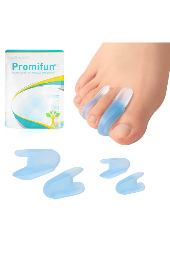 Gel Toe Separators Bunions Pads Toe Spacers Overlapping Toes Straightening,12 Pack,Multi-Size,Transparent Blue