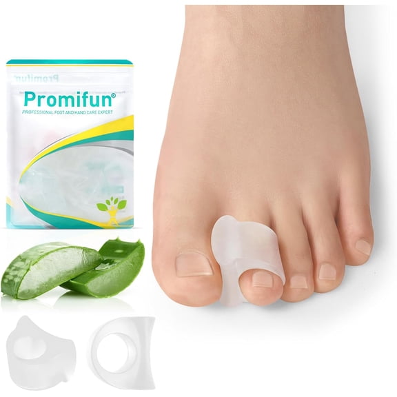 Promifun Gel Toe Separators Gel Toe Corrector Toe Spacer Bunions Overlapping Toes Alignment,Size S,12 Pack,Clear