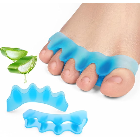 Promifun Gel Toe Separators Toe Alignment Silicone Toe Spacers Bunions Overlapping Toes Straightening Big Toe Corrector,4 Pairs,Blue