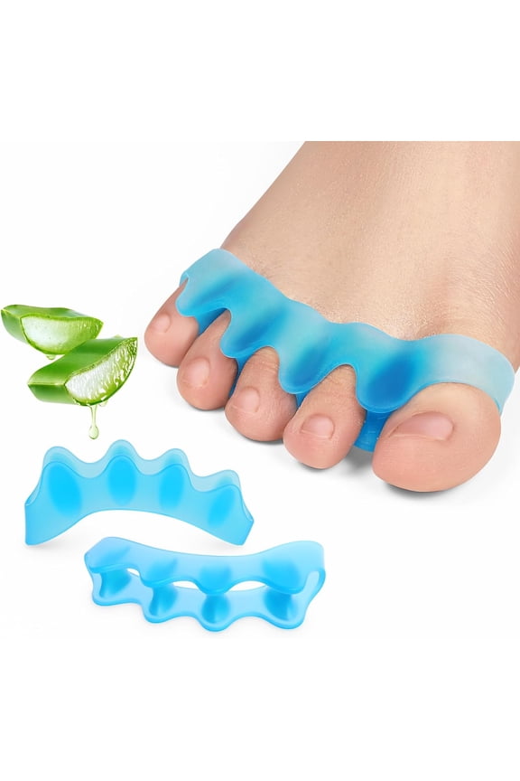Gel Toe Separators Toe Alignment Silicone Toe Spacers Bunions Overlapping Toes Straightening Big Toe Corrector,4 Pairs,Blue