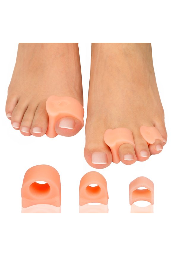 Gel Toe Separators for Bunions and Overlapping Toe Corrector Spacer Big Toes Alignment,8 Pack,Skin Color,Size L