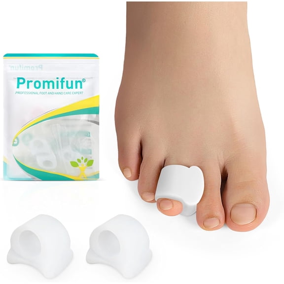 Promifun Gel Toe Spacers Separators Bunions Overlapping Hammer Toe Straightener Toes Alignment 12 Pack,Size M,White