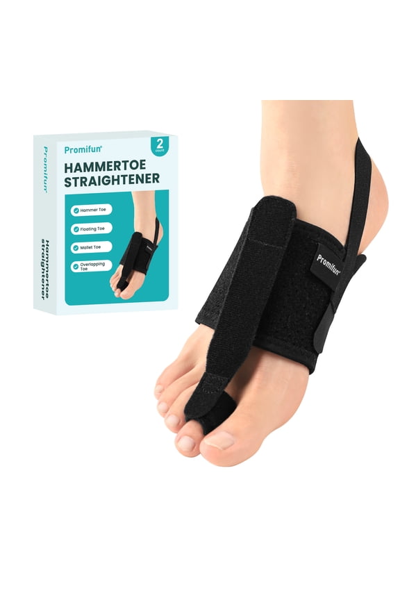 Hammer Toe Corrector Adjustable Toe Straightener Toe Splints Hammer Toes Bent Curled Toes Pain Relief,2 Pack,Black