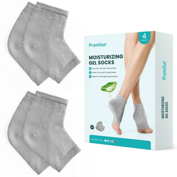 Promifun Moisturizing Heel Socks for Cracked Heel Treatment - 2 Pairs Moisturizer Socks - Heel Socks for Dry Cracked Feet - Cracked Heel Repair - Heel Socks for Women & Men (Gray)