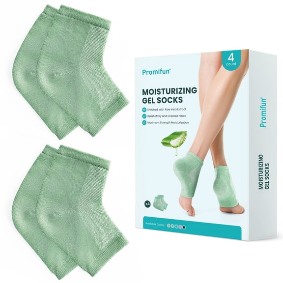 Promifun Moisturizing Heel Socks for Cracked Heel Treatment - 2 Pairs Moisturizer Socks - Heel Socks for Dry Cracked Feet - Cracked Heel Repair - Heel Socks for Women & Men (Green)