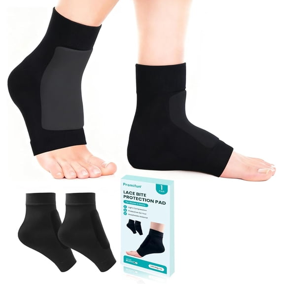 Promifun Padded Skate Socks Gel Pads Ankle Malleolar Sleeves Protection Achilles Tendon Hockey,1 Pair,Regular Size,Black