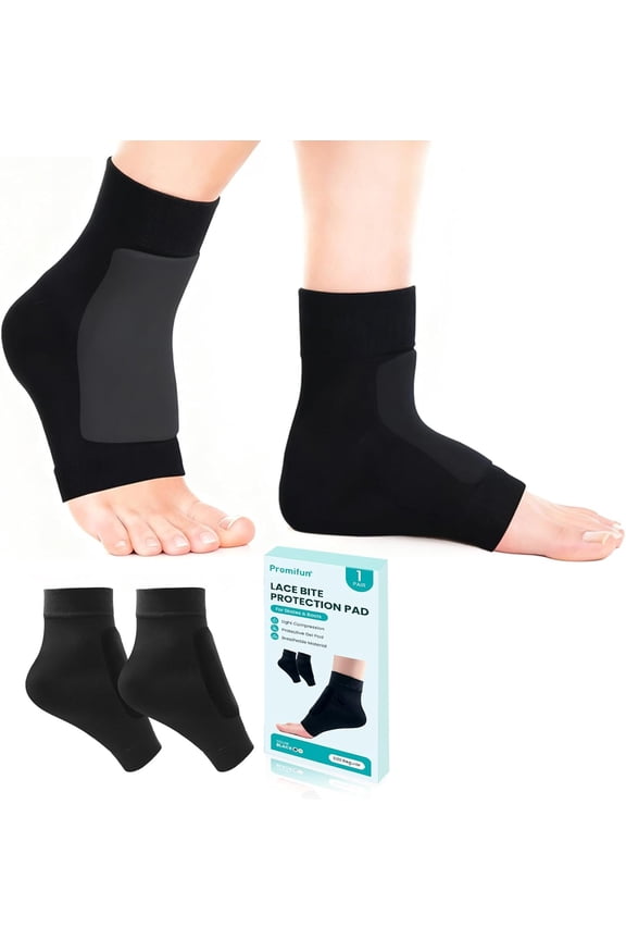 Padded Skate Socks Gel Pads Ankle Malleolar Sleeves Protection Achilles Tendon Hockey,1 Pair,Regular Size,Black