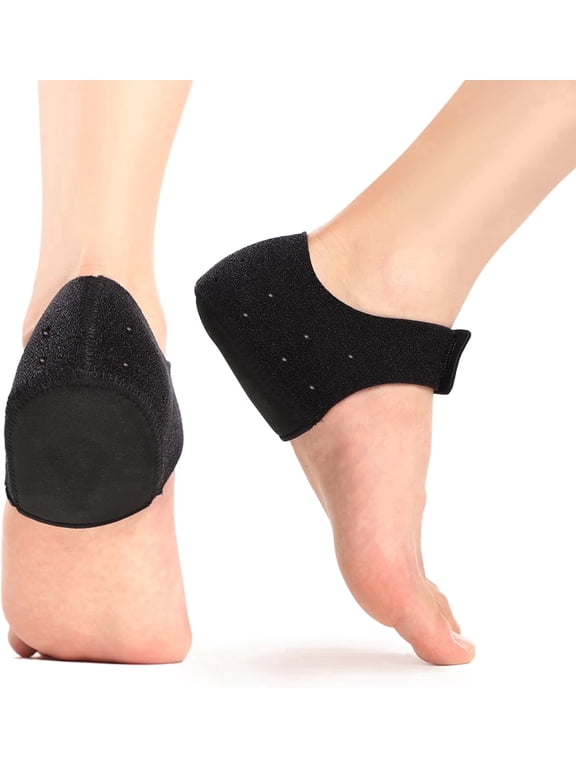 Heel Cup Protectors Heel Pain Relief Gel Cushion Pads for Heel Spur Cracked Heels,Black,Small Size